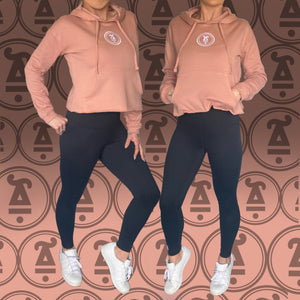 Ladies dusty pink cropped hoodie